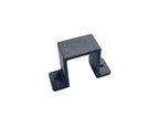 A black square saddle bracket, speckled finish, shown on a plain white background.