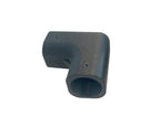 Black corner connector on a white background