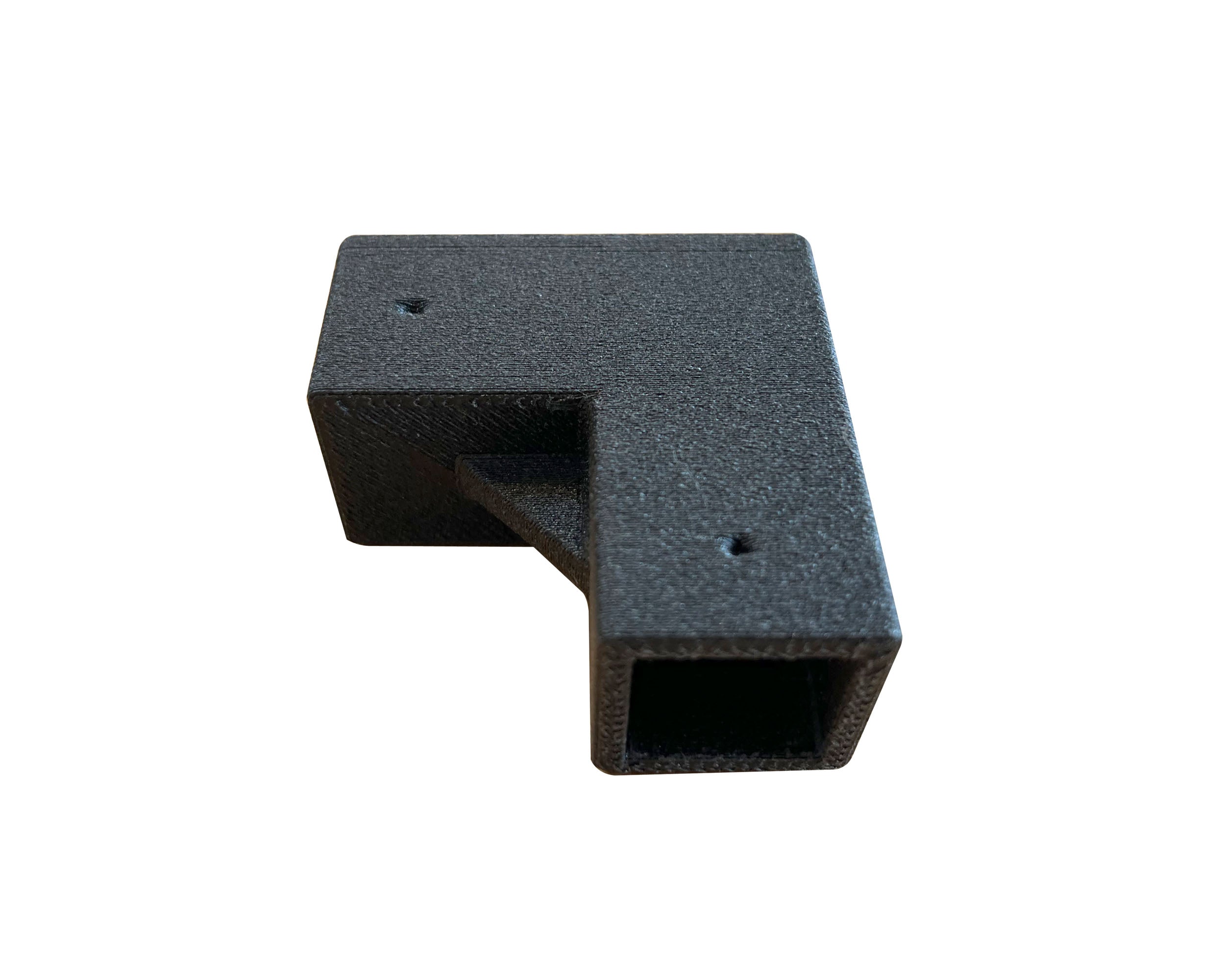 Black bracket with L-shaped design on a white background